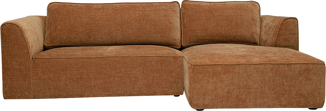 Miliboo Design-Ecksofa rechts in gebrannter Erde Textur Samteffekt Stoff 3-Sitzer GRAMMY
