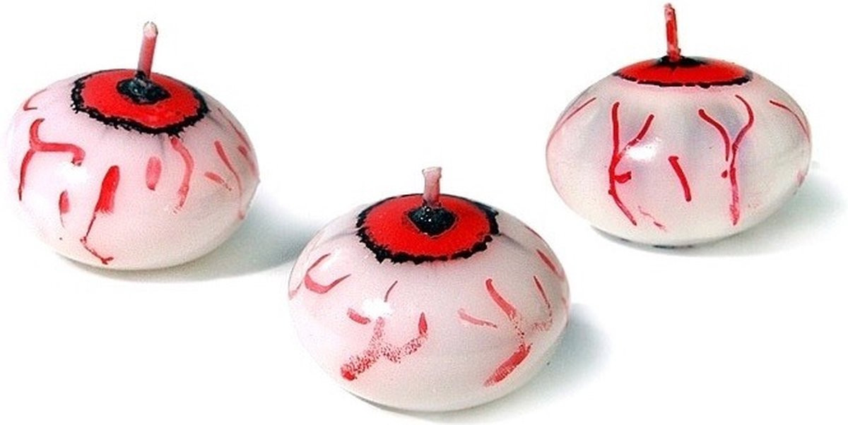 Set van 5 Halloween drijvende oogbol kaarsen van 4 cm voor horror decoratie