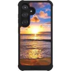 Nivocase Hülle für Samsung Galaxy S25 Stossfeste Handyhülle NIVOmax Case Schwarz Meer Sonnenuntergang Strand (Samsung Galaxy S25), Smartphone Hülle, Schwarz
