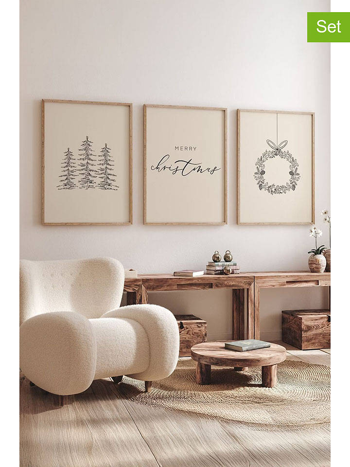 Wallity 3er-Set: Gerahmte Kunstdrucke - (L)48 x (B)33 cm - onesize