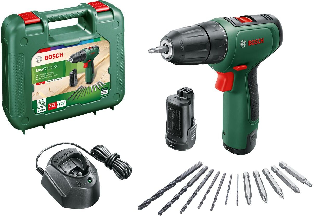 Akku-Bohrmaschine BOSCH "EasyDrill", grün, Bohrmaschinen, Akku-Bohrmaschine, Mit zweitem Akku/Ladegerät grün Einheitsgröße