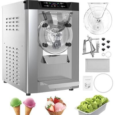 YUN 2000W Hard Ice Cream Machine, 4.8-6.4 Gal/H Gelato Maker with LCD