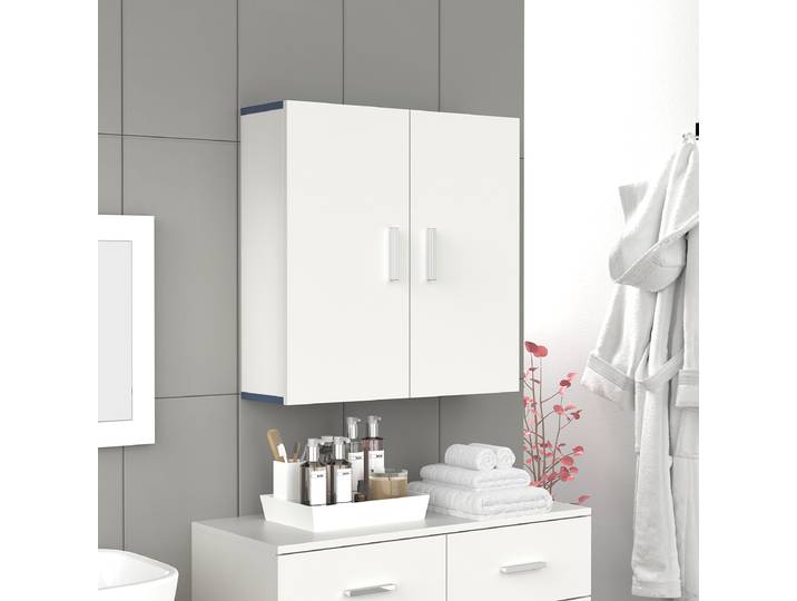 Meuble suspendu Landos 60 x 60 x 18cm Blanc/Blanc