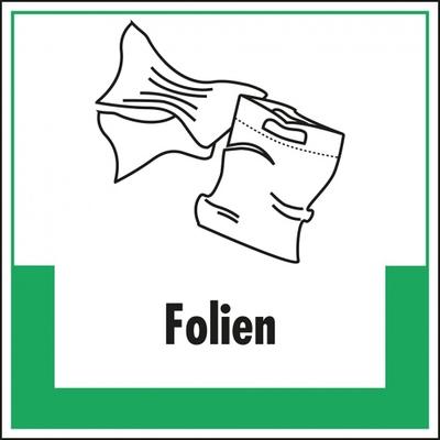 Aufkleber I Abfallkennzeichen Folien, mit Symbol und Text, Folie, selbstklebend, 200x200mm