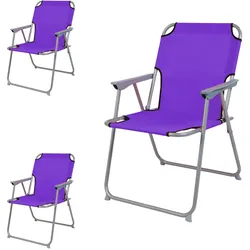 3 Stück Campingstuhl Stoff Oxfort Metall Lila