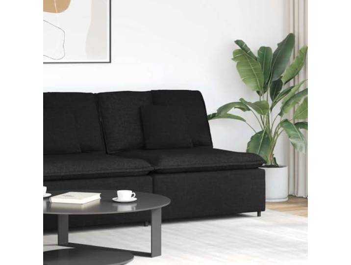 HKQWPBF Modulares Sofa Mittelmodul mit Kissen Schwarz 100 cm Textilene Textilene-Gewebe, Schaumstofffüllung, Metallrahmen, Modul erweiterbar, Einzelstück, modernes Design