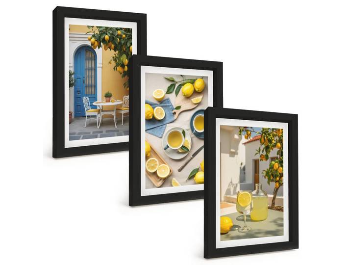 Tulup Bilder SET 3er Set - 20x30 cm Schwarzer Rahmen - Zitronenlimonade blaue Tür, Kunststoff, Rechteckig, 20x30 cm, gerahmt, Bilder & Rahmen, Bilder