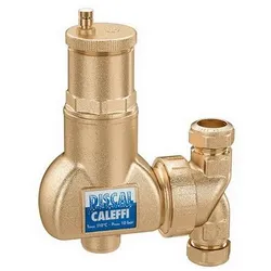 Caleffi Discal Mikroblasenabscheider 551702 Ø 22mm Klemmverschraubung, Messing-Gehäuse, für horizontale und vertikale Rohrleitungen
