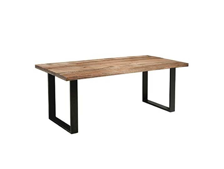 Esstisch IRON CRAFT 200cm - schwarz natur - Mangoholz - 10-Sitzplätze Handarbeit, Massivholz, Industrial, hochwertig, höhenverstellbare Füße, für Esszimmer, Unikat, Eisengestell