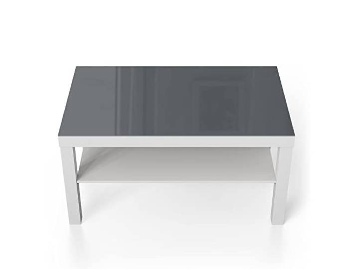 DEQORI Glastisch weiß groß 90x50 cm Unifarben - Dunkelgrau ausgefallener Beistelltisch aus Glas Hochglanz Couchtisch fürs Wohnzimmer moderner Couch Tisch mit Design