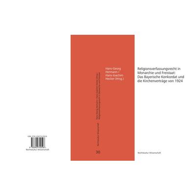Religionsverfassungsrecht in Monarchie und Freistaat, Taschenbuch von , Edition Rechtskultur, 978-3-96374-059-6