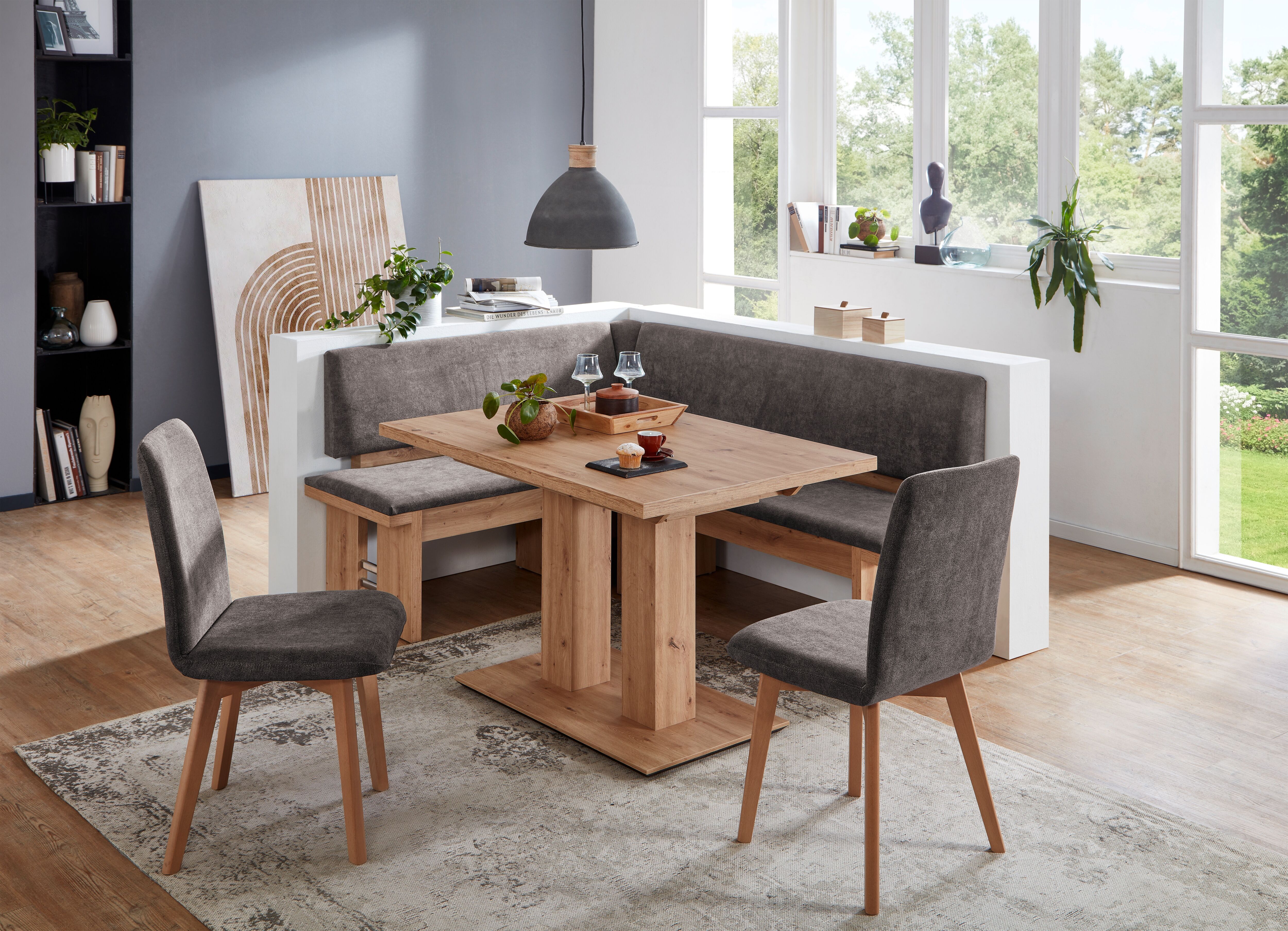 4-Fußstuhl MASSIVLINE & MORE "Enns, Stuhl, Esszimmerstuhl, Küchenstuhl", braun (braun, braun), B:47cm H:92cm T:60cm, Polyester, Stühle, 4-Fußstuhl, Gestell Buche auf Dekor gebeizt