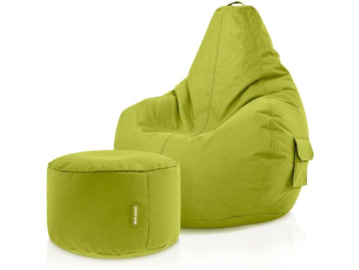 Gaming Sitzsack + Pouf Cozy im Set aus PVC - Grün