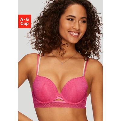 Push-up-BH VIVANCE BY LASCANA "Viola", Damen, Gr. 85, Cup C, pink (pink, rosé), Spitze, Obermaterial: 87% Polyamid, 13% Elasthan, BHs Push-up-BH, mit Spitze aus anteilig recyceltem Polyamid, sexy Dessous