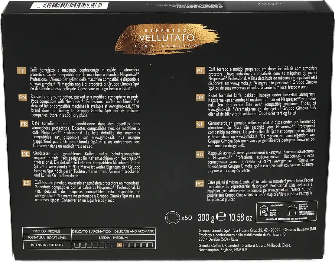 Gimoka   Espresso Vellutato - 50 Capsules de café pour Nespresso® Pro - Espresso - Compatible Nespresso® Pro