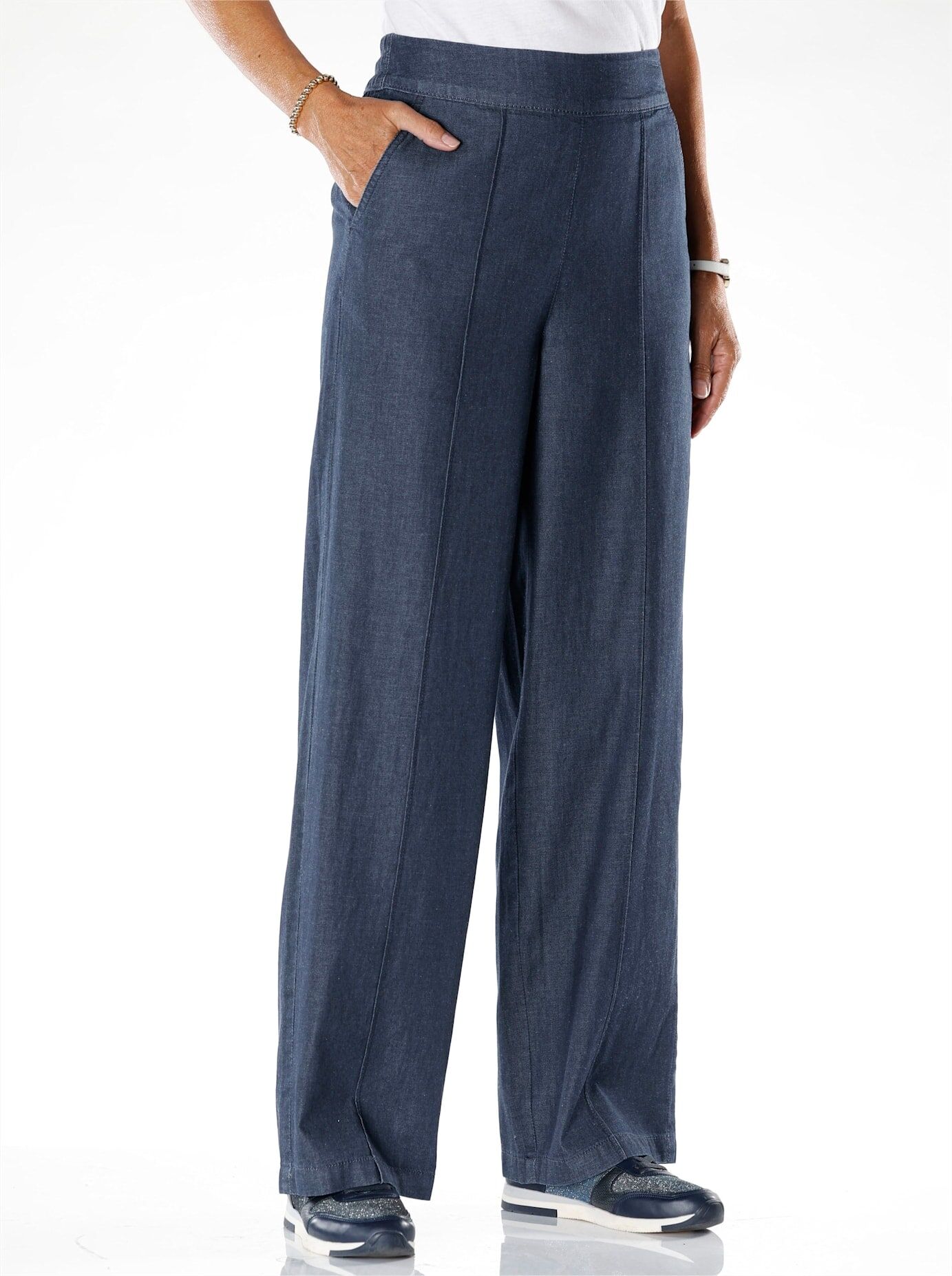 Bequeme Jeans CLASSIC BASICS, Damen, Gr. 38, Normalgrössen, dunkelblau, 100% Baumwolle, unifarben, lang, Jeans Bequeme Jeans dunkelblau 38, Normalgrössen