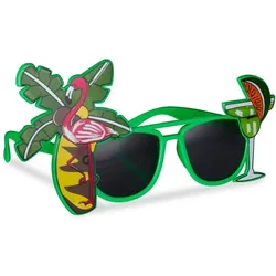 Relaxdays 10 x Partybrille Cocktail und Palme Grün,Pink,Schwarz