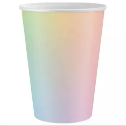 Pappbecher mit Regenbogen, 260 ml - 6 Stück