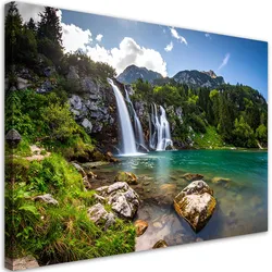 LEINWANDBILD Wasserfall Berge Landschaft Natur 100x70cm