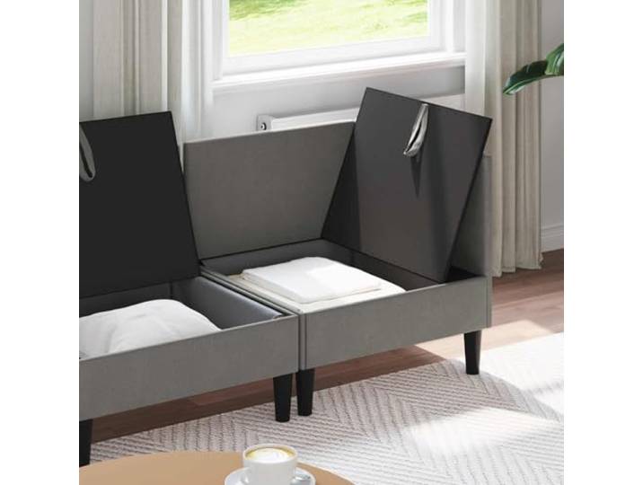 KTHLBRH Sofa-Set für Wohnzimmer, 4-teilig, dunkelgrau, Stoff 100 % Polyester, feste Kissen, Rahmen aus Sperrholz, minimalistisches Design
