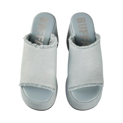High-Heel-Pumps BUFFALO "Buffalo JOY MULE", Damen, Gr. 40, blau, Baumwolle, unifarben, Schuhe