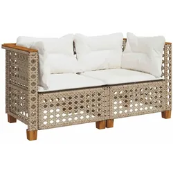 vidaXL Garten-Ecksofas mit Kissen 2 Stk. Beige Poly Rattan