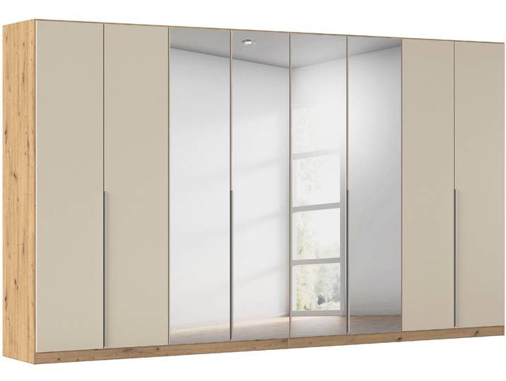 Drehtürenschrank, Holzwerkstoff, Eiche Artisan/Champagner, 360×210×54 cm, Mit Spiegeltüren, Modern, Rauch