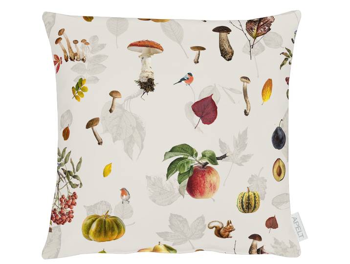 Dekokissen APELT 3405, 1 Stück, herbstliches Motiv - Kissenhülle ohne Füllung , orange (natur, orange, grün, bedruckt), B:40cm L:40cm, Obermaterial: 75% Polyester, 25% Baumwolle, Dekokissen_Sitzkissen_Kissenhüllen, Dekokissen, Reißverschluss, ohne Füllung, Herbstdekoration