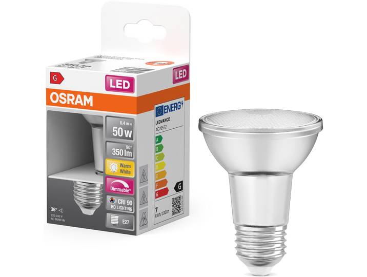 OSRAM LED-Leuchtmittel LED SUPERSTAR PAR20 36 , Energieeffizienz: A, weiß, Ø:6,5cm, Leuchtmittel, LED-Leuchtmittel