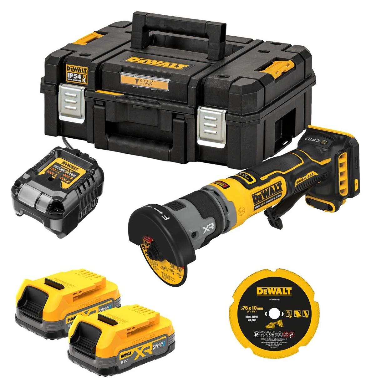 Kompakt-Winkelschleifer 76 mm XR 18V 1,7 Ah Lithium-Ionen-bürstenloser Powerstack - DEWALT - DCG430E2T-QW