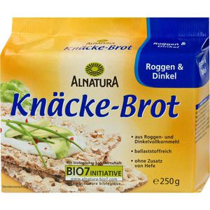 Alnatura Knäckebrot Vollkorn, Roggen & Dinkel, BIO, laktosefrei & vegan, 250 g