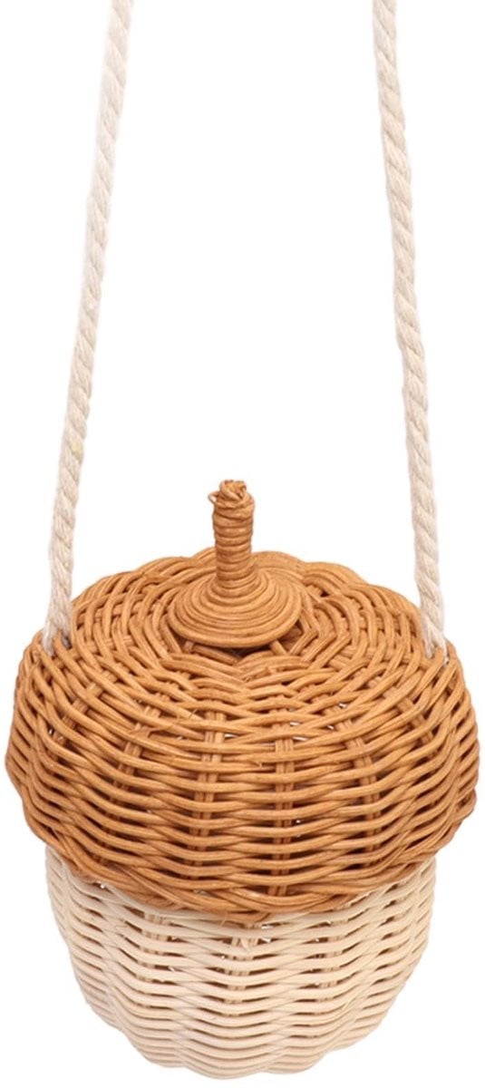 Dailygoods Handgeweven Kinderrotan Opbergmand in Eikelvorm