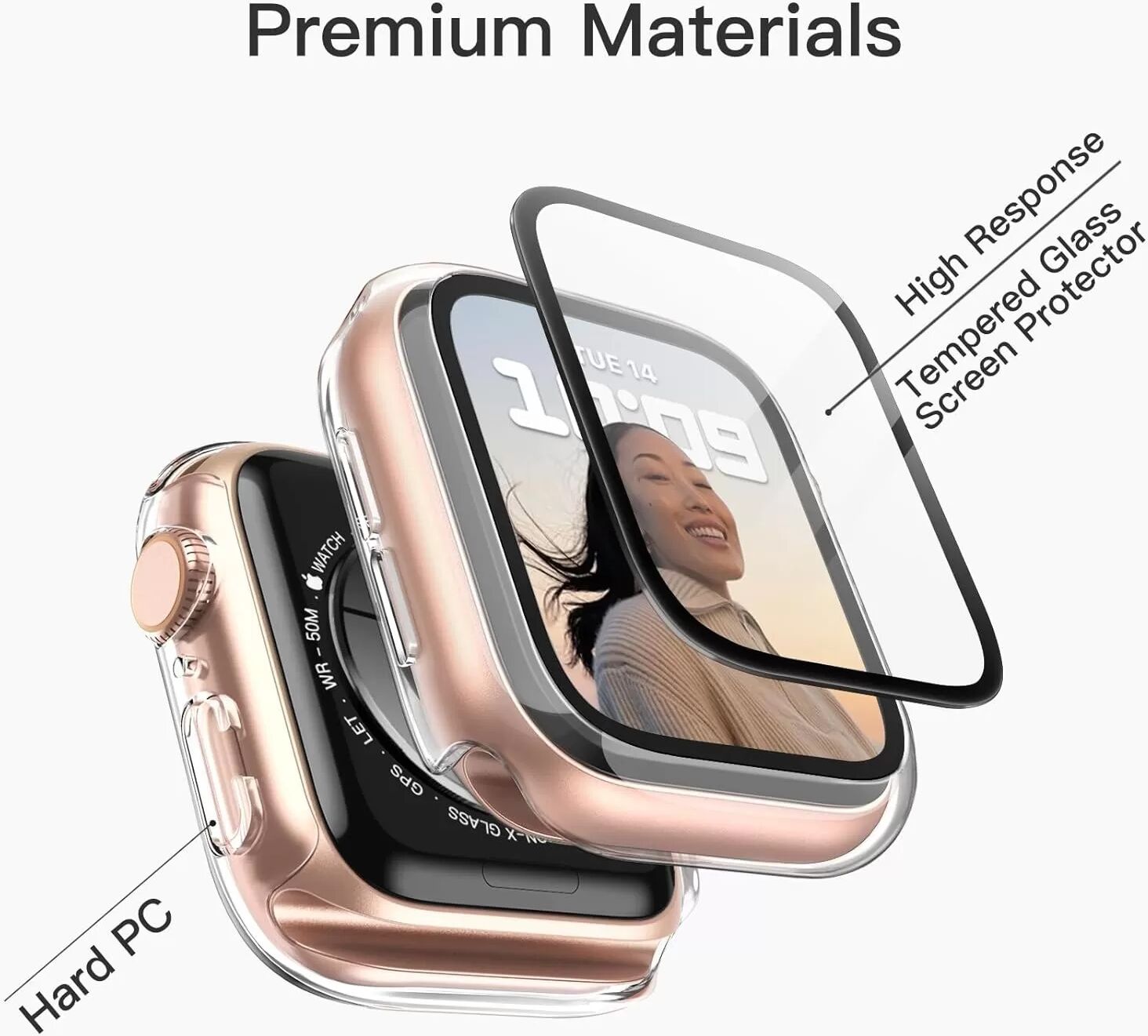 INF Klare PC Schutzhülle mit gehärtetem Glas 42mm kompatibel mit Apple Watch Series 10