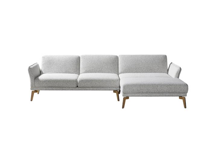 Valnatura Ecksofa, Creme, Hellgrau, Holz, Metall, Eiche, 3-Sitzer, Ottomane rechts, Eckteil, L-Form, 289x164 cm, Schlafen auf Sitzhöhe, Rücken echt, Fußauswahl, Hocker erhältlich, Wohnzimmer, Sofas & Couches, Wohnlandschaften, Ecksofas mit Schlaffunktion