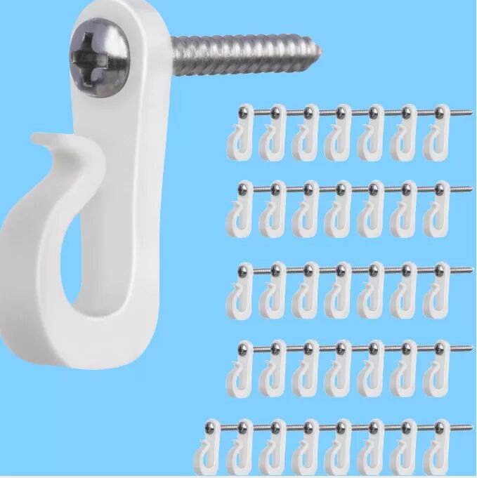 INF Pack de 20 crochets en plastique pour guirlande lumineuse avec vis Blanc