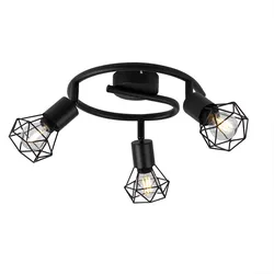 Decken Strahler Rondell Leuchte schwarz Käfig Spot Lampe beweglich im Set inkl. LED Leuchtmittel