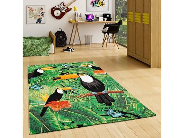 Tapis - PERGAMON - Faro - Motif tropical toucan vert - 160x230 cm - Polypropylène