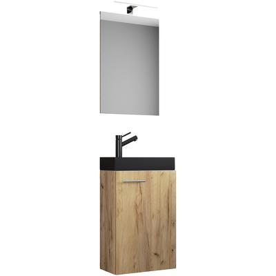 Waschtisch VCM "3tlg Waschtisch Slito SP Toilette schmal Schwarz", braun (honig, eiche), B:41cm T:22cm, Waschtische, Waschtisch