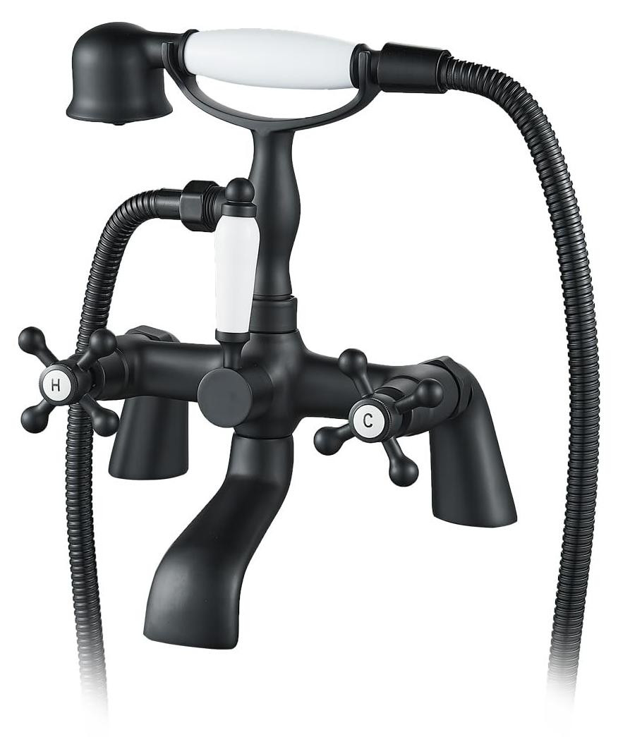 Dripio Badkraan met handdouche in Victoriaans design, zwart, 1/4-draai