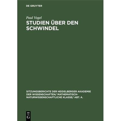 Studien über den Schwindel, Gebundene Ausgabe von Paul Vogel, De Gruyter, 978-3-11-104619-8
