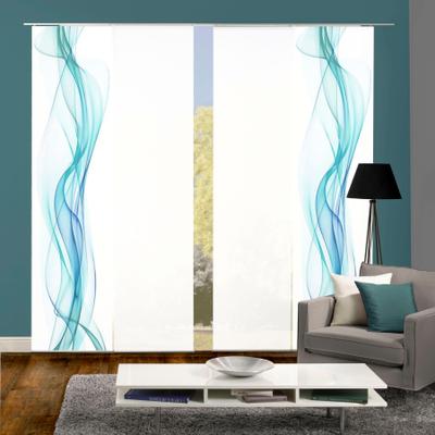 Schiebegardine HOME WOHNIDEEN "4ER SET HAZE" Gr. 1, blau (petrol), B:60cm H:245cm, Polyester, Gardinen, HxB: 245x60, Schiebevorhang 4er Set Digitaldruck