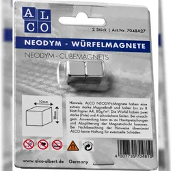 ALCO Würfelmagnet Neodym aus Neodym (Nd) 10x10x10mm silber VE=10x2 Stück