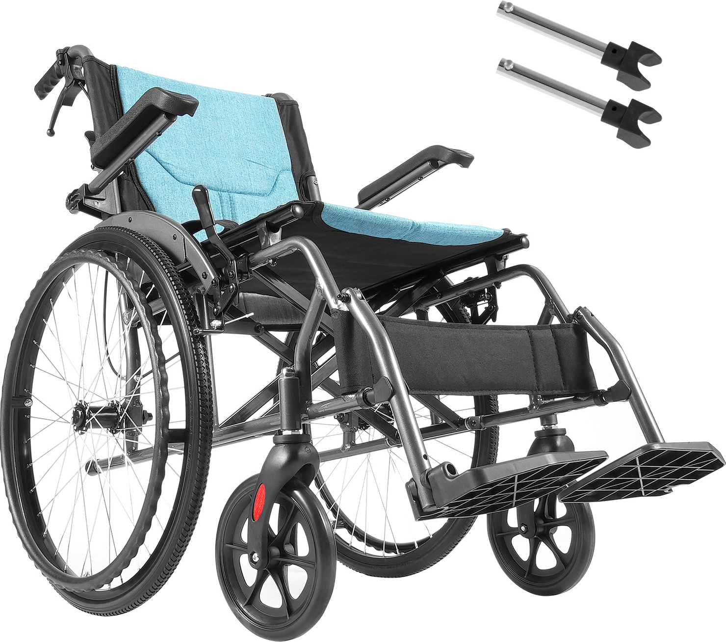 SucceBuy 18-Zoll-Ultraleichtrollstuhl, langlebige Aluminiumlegierung, tragbar mit umklappbaren Armlehnen in Schreibtischl?nge, 3-fach verstellbare Fu?stš¹tzen, 250 Pfund Tragkraft