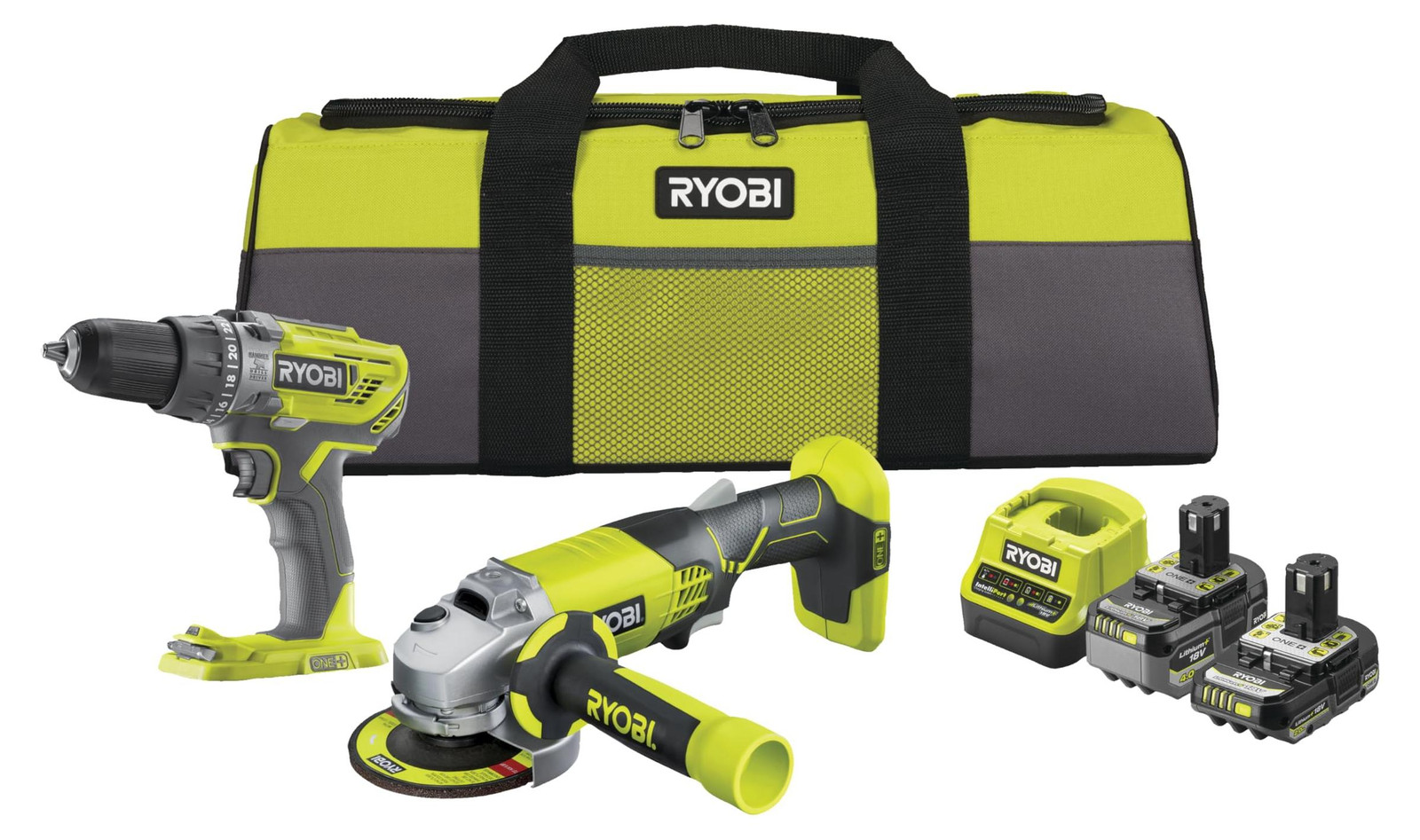 Ryobi 18V ONE+ 6-delige accu-set RCK182O-242SZL met accuboormachine en accessoires
