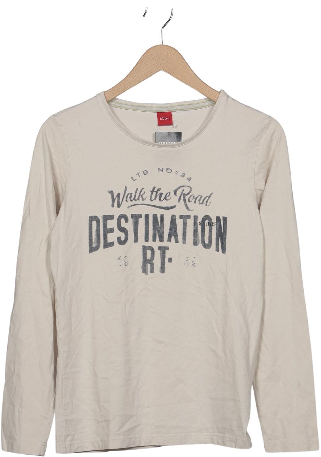 S. Oliver Herren Langarmshirt, Beige, Gr. S, Baumwolle - Second Hand