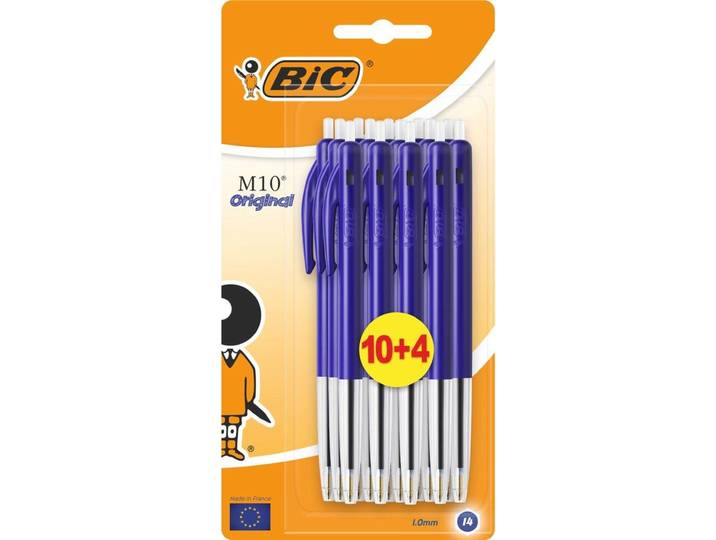 BIC M10 - Uitschuifbare Balpennen - 14 stuks - Blauw