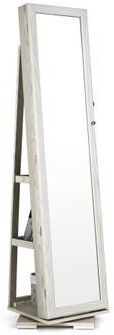 Costway 360° Rotatable 2-in-1 Lockable Jewelry Cabinet with Full-Length Mirror-White