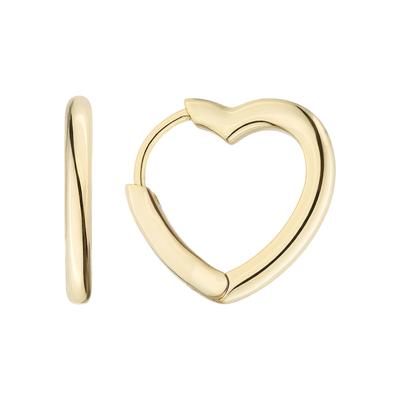Paar Creolen JOBO "Herz-Ohrringe 18 mm", gold (vergoldet), Ohrringe, Damen, Silber 925 (Sterlingsilber), 925 Silber rhodiniert oder vergoldet