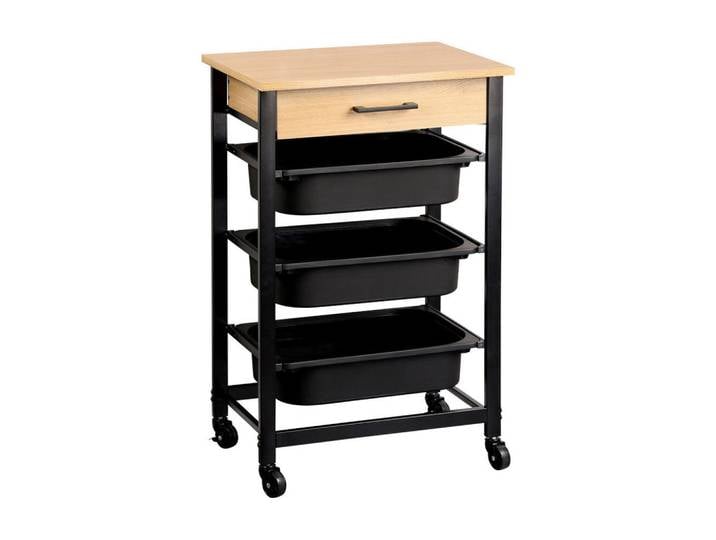 Kesper Servierwagen, Schwarz, Eiche, Metall, Kunststoff, rechteckig, 37x81.5x47 cm, FSC 100%, Stauraum, Geschirrtuchhalterung, Esszimmer, Barmöbel, Barwagen