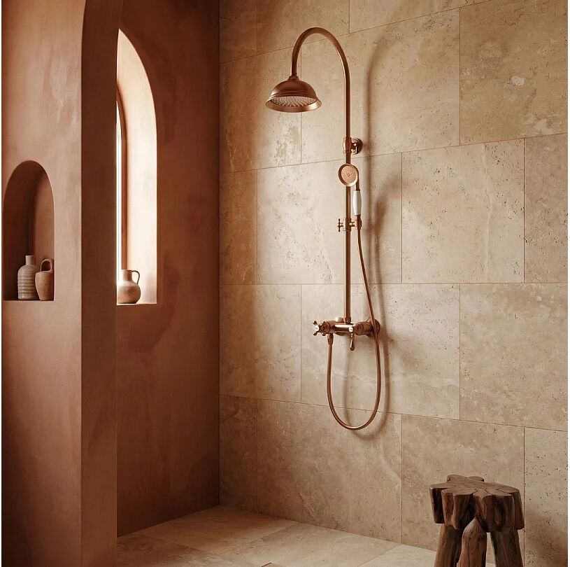 Leeds Columna de ducha mecánica retro cobre cepillado Essebagno